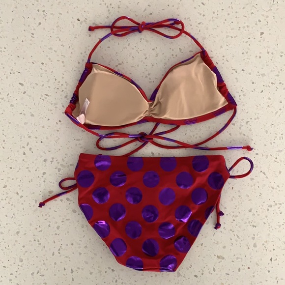 NWOT VICTORIA’S SECRET Red And Purple Metallic Polka Dot Bikini - Picture 5 of 14